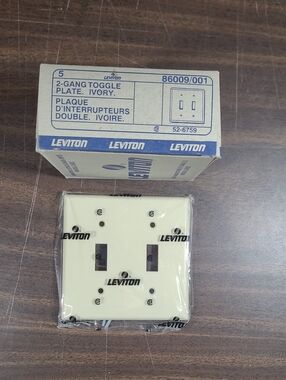 5 Leviton 2-Gang Toggle Plate - Ivory